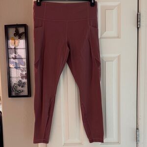 Athleta Pink Polka dot Mesh Panel Athletic Leggings